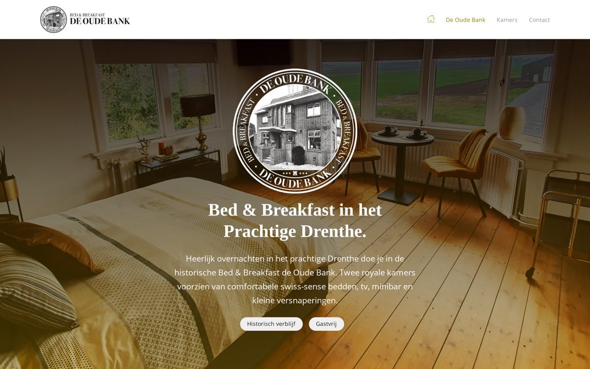 Website van Bnb De Oude Bank