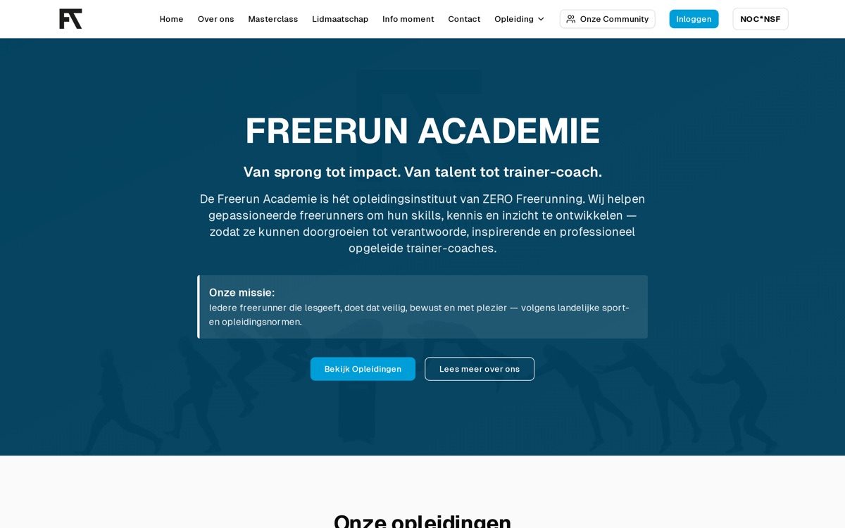 Website van FreerunAcademie