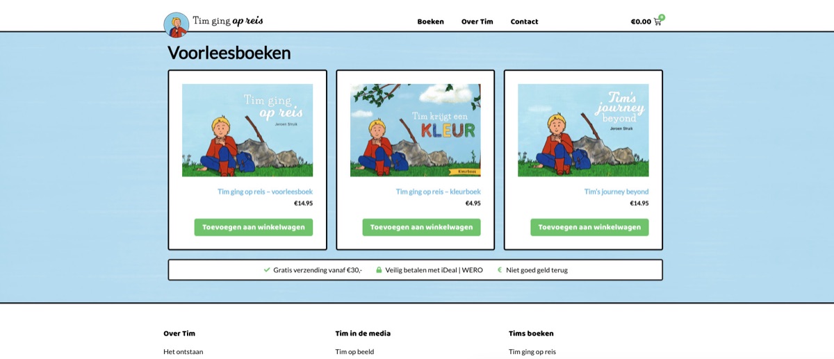 Website van Tim ging op Reis
